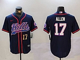 Men's Buffalo Bills #17 Josh Allen Navy Team Cool Base Stitched Baseball Jerseys,baseball caps,new era cap wholesale,wholesale hats